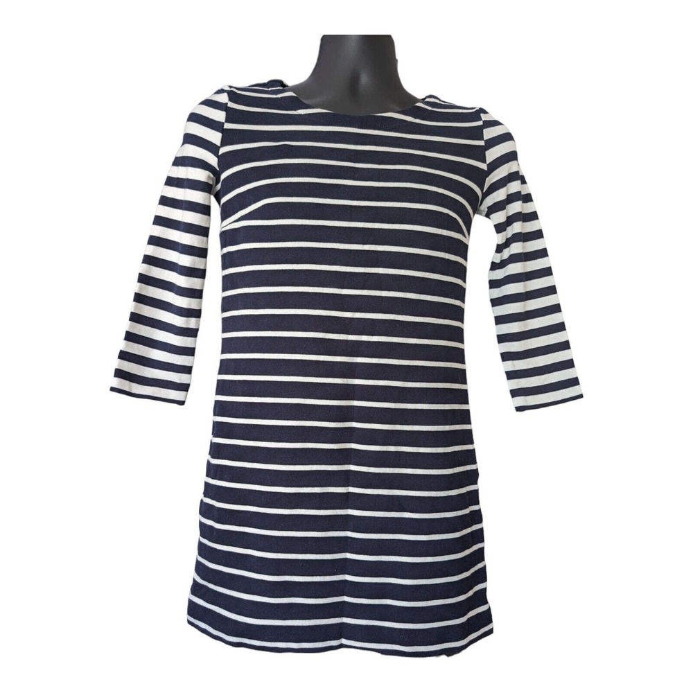 J. Crew Maritime Stripe Knit Shift Dress Navy Blue White Striped Size XS Stretch